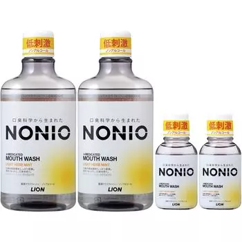 NONIO Mouthwash Light Herbal Mint Mouthwash Sterilizes Bad Bacteria 600ml Mini Rinse 80ml Included 600ml x 2 80ml x 2 [Quasi-drug] (Non-Alcoholic
