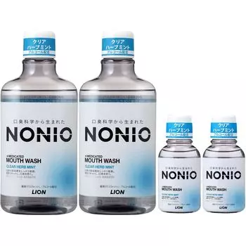 NONIO Mouthwash Sterilizes Bad Breath Causing Bacteria Mini Rinse 600ml x 2 Comes with Mini Rinse 80ml x 2 +