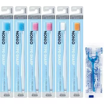 NONIO Toothbrush Regular Extra Fine Bristle Toothbrush Set of 6 cannot be floss included TYPE-SHARP (color selected) + Y-shaped