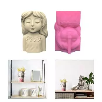 Антипригарная форма для милых девочек, держатель для ручек, цветочный горшок, силиконовая форма, инструмент для украшения своими руками, гипсовая форма для суккулентов