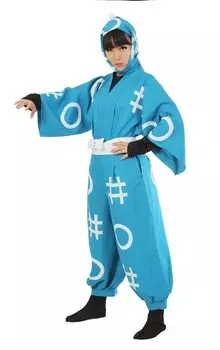 [NOOLOR] Nintama Ninjutsu Academy Ninja One-Size Set, I-Group, Ro-Group, Ha-Group Uniform Cosplay Costume (Свободный размер, Небесно-голубой)