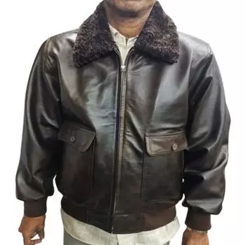 Noora Mens Brow Bomber Натуральная подкладка Теплая кожаная куртка, Мужская кожаная куртка XS коричневый