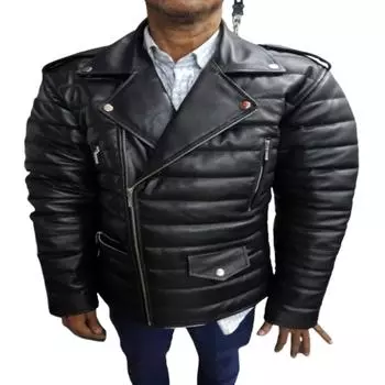 Noora Мужская натуральная черная кожаная стеганая куртка-пуховик Lambsk | Мужская черная стеганая облегающая мотоциклетная куртка из натуральной кожи в подарок для него