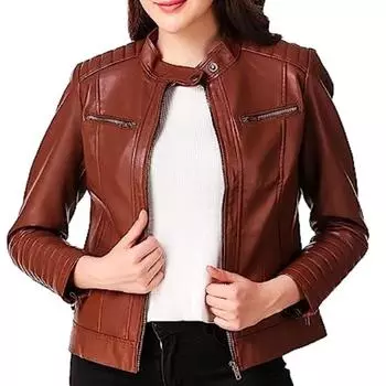 Noora Women s Brick Tan Кожаная куртка из овечьей кожи, Стеганая байкерская куртка, Дизайнерская зимняя куртка, Кожаная куртка в стиле вестерн XS