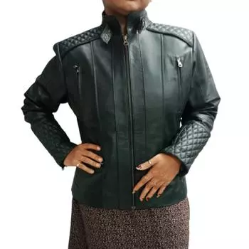 Noora женская зеленая кожаная байкерская куртка вечерняя одежда куртка повседневная куртка подарок для нее XS зелёный