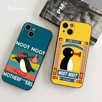 Noot noot pingu Чехол для телефона для iPhone 14 11 12 Pro 8 7 Plus SE 2020 X Pro 14 MAX 12 13 MINI XR XS iphone 13 14 Мягкие чехлы для телефонов iphone XR