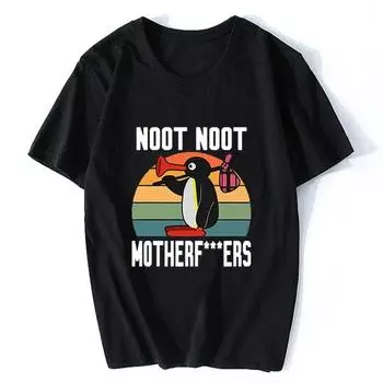 Noot Noot Pingu Kawaii Аниме Футболка Мультфильм Забавный Пингвин Графический Топы Женщины Мужчины Повседневный Оверсайз Футболка Мальчик Девочка Милая Футболка S бежевый