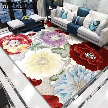 Nordic Abstract Floral 3D Home Large Carpet Гостиная Ковер Современный Минималистский Спальня Ковер Американский Напольный Коврик 80*120cm