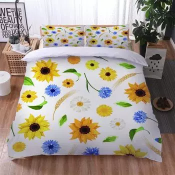 Nordic Bed Cover 150 Botanical Flowers Bedding Sets 3D Duvet Cover Set 3 Piece Comforter Cover With 2 Pillow Shams For Family W90xL190cm