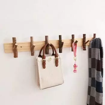 Nordic Branch Wall Wood Coat Rack Вешалка для одежды с крючками Полки для хранения одежды для гостиной Экономящая пространство Мебель