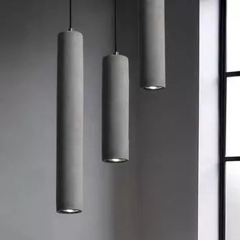 Nordic Cement Concrete LED Pendant Lamp Modern Long Tube Bar Living Room Kitchen Bedroom Decor Industrial Hanging Lights Fixture Warm White 3000K