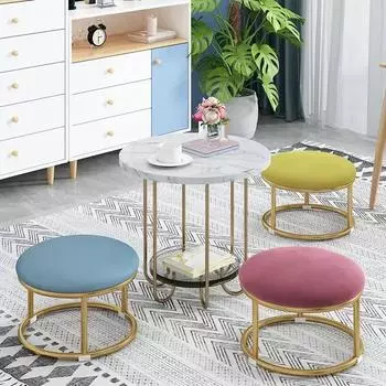 Nordic Changing Fabric Craft Shoes Stool Living Room Home Doorway Fitting Sofa Room Stool Oval Rest Stool