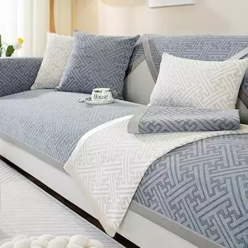 Подушка для дивана из жаккарда Nordic Chenille, однотонный чехол для дивана для гостиной, чехол для дивана Four Seasons, чехол для углового дивана L-типа 70x70cm 1pcs