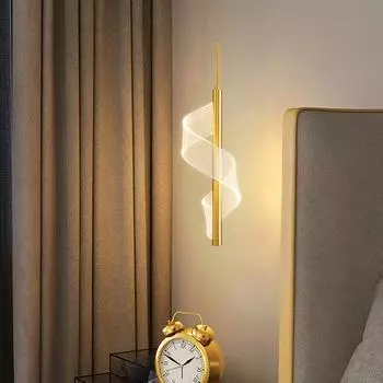 Nordic Creative Spiral LED Подвесные лампы Прикроватная подвесная лампа Домашний декор Внутреннее освещение Спальня Современные акриловые люстры Warm White золотистый