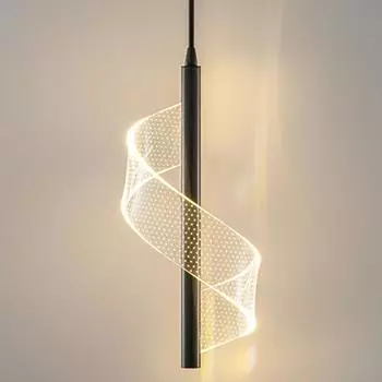 Nordic Creative Spiral LED Подвесные лампы Прикроватная подвесная лампа Домашний декор Внутреннее освещение Спальня Современные акриловые люстры Warm White золотистый