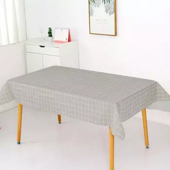 Nordic Dining Table Cloth Waterproof, Anti-Scalding And Oil-Proof Leave-In Plastic Household Tablecloth Plaid Tablecloth Coffee Table Cloth Table Mat 137*90 серый