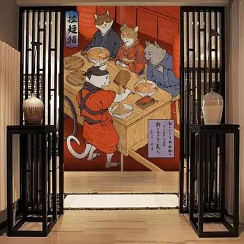 Nordic Door Partition Kitchen Snack Shop Restaurant WartainJapanese Sushi Dharma Fish Door Wartain Printing Bedroom Window 60x90cm