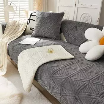 Nordic Fleece Cloth Sofa Cushion Modern Simple Winter Thickened Non-Slip Stain-Resistant Light Luxury Sofa Cover Cloth High-Grade 70*70cm