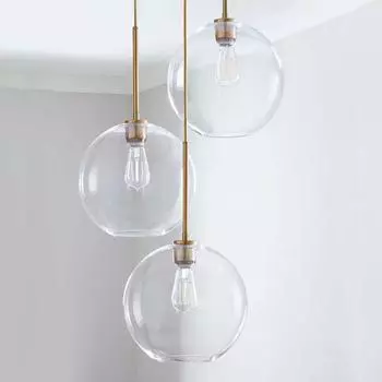 Подвесной светильник из скандинавского стекла, современный светодиодный светильник для кухни, лестницы, обеденного бара, трехламповый подвесной светильник с одной головкой, декоративный светильник с люстрой