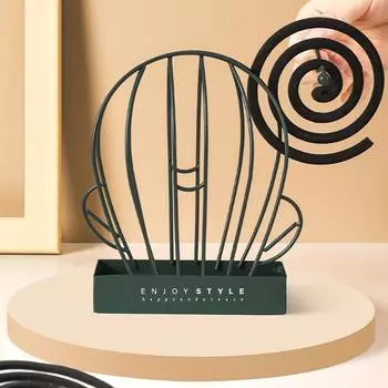 Nordic Gold Iron Cactus Shape Art Incense Stick Burner Holder Aromatherapy Plate Candle Coil Home Decoration Tool чёрный