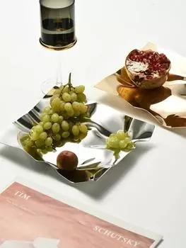 Nordic Home 304 Stainless Steel Gold Jewelry Plate Ring Earring Storage Tray Snack Dessert Sundries Dish Trinket L