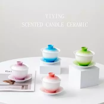 Nordic ins креативная керамическая ароматерапевтическая свеча-чашка контейнер для высококачественных подсвечников украшения контейнер из соевого воска романтические украшения gradual change red (excluding candles)