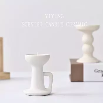 Nordic ins креативная керамическая ароматерапевтическая свеча-чашка контейнер для высококачественных подсвечников украшения контейнер из соевого воска романтические украшения Tall Feet - White