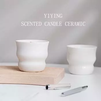 Nordic ins креативная керамическая ароматерапевтическая свеча-чашка контейнер для высококачественных подсвечников украшения контейнер из соевого воска романтические украшения Plain white (excluding candles)