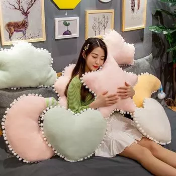 Nordic Ins Подушка Wind Star Love Moon Подушка для дивана Подушка для спинки кресла Подушка для кровати Сердце для девочки Порошок as shown