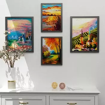 Северный пейзаж картина маслом идиллический стиль природа искусство холст картина гостиная коридор офис украшение дома фреска без рамки 21*30cm No Frame