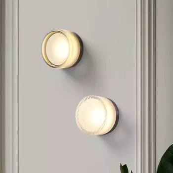 Nordic LED настенные бра круглые рябь зеркальные настенные светильники для спальни прохода гостиной прикроватные декоративные светильники люстры Warm white