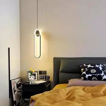 Nordic LED Simple Gold Black Suspension Lamps Chandelier Hanging Lights For Bedroom Bedside Reading Restaurant Bar Decorative White light 6000K