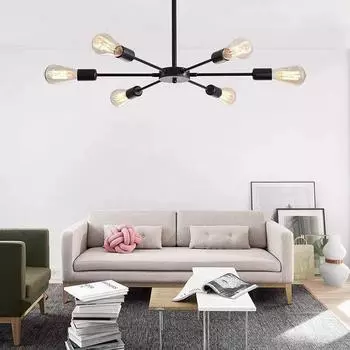 Nordic Living Room Home Modern Simple Dining Room Iron Art Creative Personality Спальня Лампы Industrial Chandelier