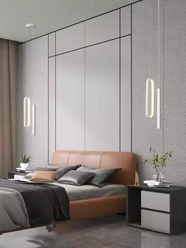 Nordic Lustre Минималистская светодиодная люстра Подвесные светильники Гостиная Спальня Прикроватные светильники Длинные линейные светильники Подвесные светильники Домашние лампы Cold White