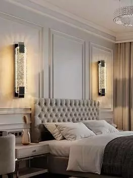 Nordic luxury LED Crystal Wall Light Modern Living Room Sleeping Sofa TV Backdrop 3 Color Dimmaing 110V 220V Wall Lamp Sconce 3 Color Dimming