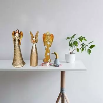 Nordic Luxury Simple Смола Искусство Орнамент Настольное Украшение Имитация Деревянной Гравюры Золотая Статуя