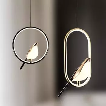Nordic Magpie Bird LED Cord Подвесные светильники для спальни, черные, серебристые, подвесные светильники, люстра, лампа для дома, AC85-265V Cool White