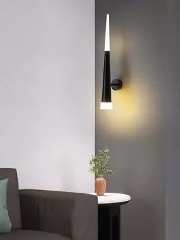 Nordic Minimalist Line Настенный светильник Современный светодиодный настенный светильник для гостиной, прикроватный светильник для домашнего интерьера, настенные бра, декоративная мебель Warm White (2700-3500K) чёрный