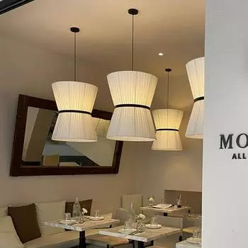 Nordic Minimalist Vintage Fabric Chandelier B&B Restaurant Bar Dining Room Home Decor Led Pendant Lights Hanging Lamp