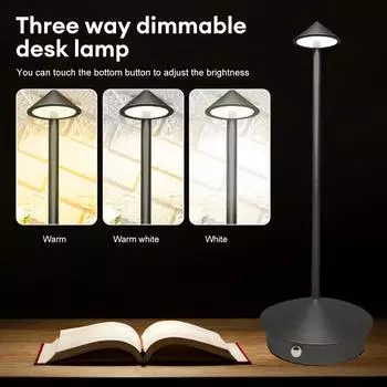 Nordic Modern Luxury Touch Table Lamp Rechargeable Cordless Led Battery For Bedroom Restaurant Study Night Light Romantic чёрный