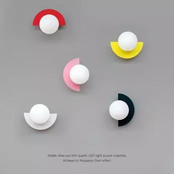 Nordic Modern Macarone Настенный светильник Simplicity Прикроватный светильник для прохода на балконе, настенный светильник для детей, многоцветный домашний декор Warm White (2700-3500K) белый