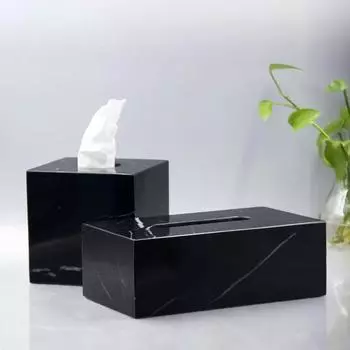 Nordic Modern Natural Marble Tissue Box Black Прямоугольная легкая роскошная бумажная коробка Home Hotel Model Room Творчество Ремесла