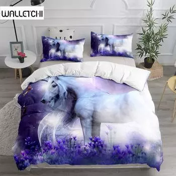 Nordic Myth Forest Unicorn Duvet Cover Set King Queen Double Full Twin Single Size Bed Set EU single(135x200cm)