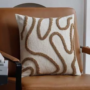 Nordic New Light Brown Home Simple Cloth Pillow Sofa Living Room Cushions Pillow Cover Back Cushion Pillow Brown pen (soft chenille) 45x 45cm Pillowcase