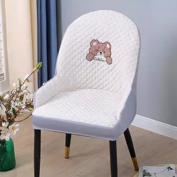 Nordic One-piece Dining Chair Cover Household Elastic Chair Set Dining Table Fabric Stool Set Simple Modern Large Curved Chair Cover One Size