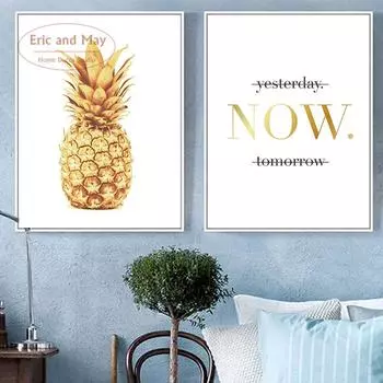 Nordic Pineapple теперь использует холст для печати плакатов, акварельную живопись домашнего декора для украшения стен 21cm30cm NoFrame