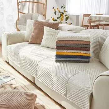 Nordic Plain Couch Cover 1/2/3 Seater L Shape Sofa Slipcover Recliner Armchair Cover Soft Anti Slip Sofa Cushion for Living Room 70x70