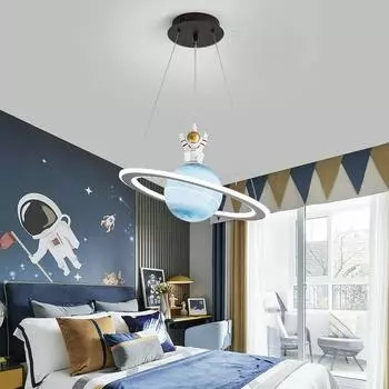 Nordic Planet Lamp Детская Люстра Блуждающая Земля Юпитер Спальня Астронавт Звездное Небо