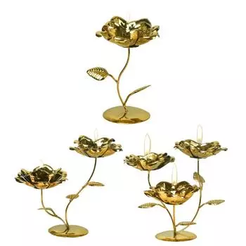 Nordic Plated Metal Holder Stand Iron Lotus Flower Tealight Candlestick Dropshipping