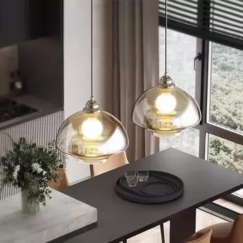 Nordic Plating Glass Art Декоративные подвесные светильники LED Коньячного цвета E27 Современные светильники для кухни, острова, столовой, прикроватные светильники White light